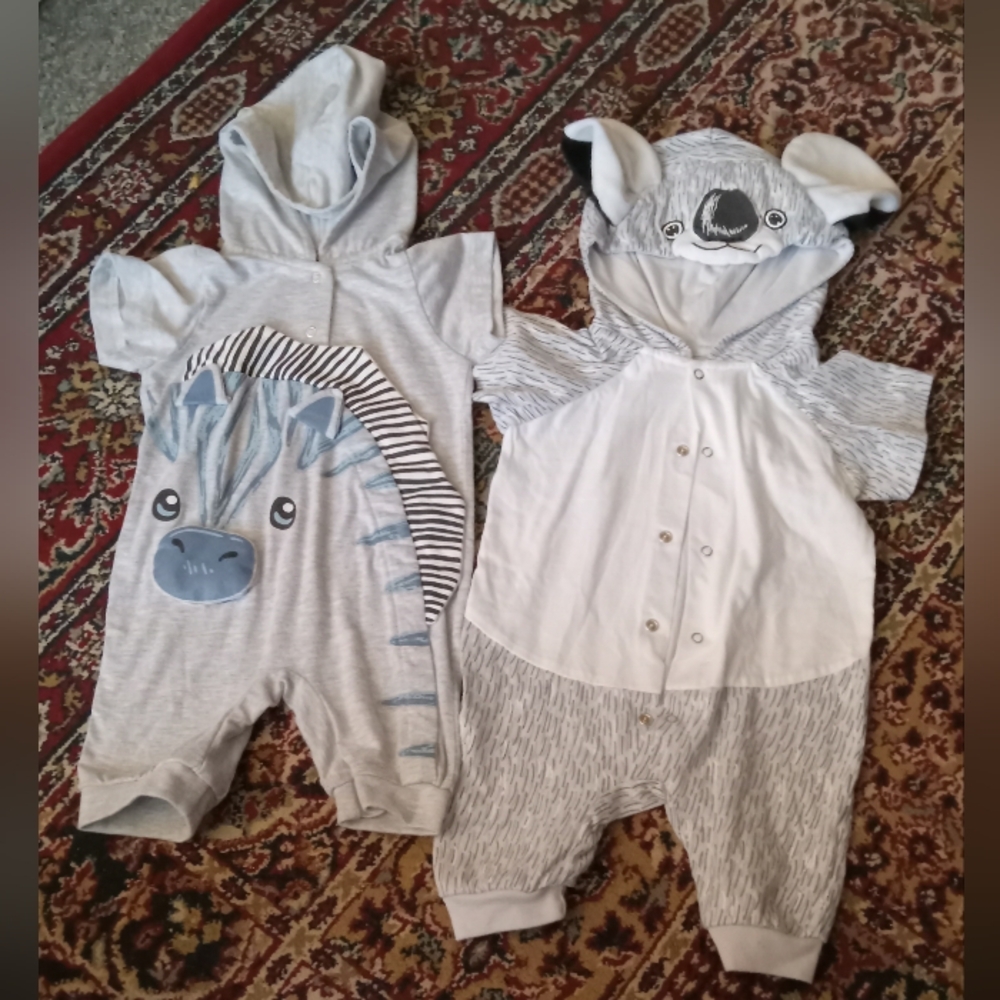 2 Pcs Hooded Baby Romper